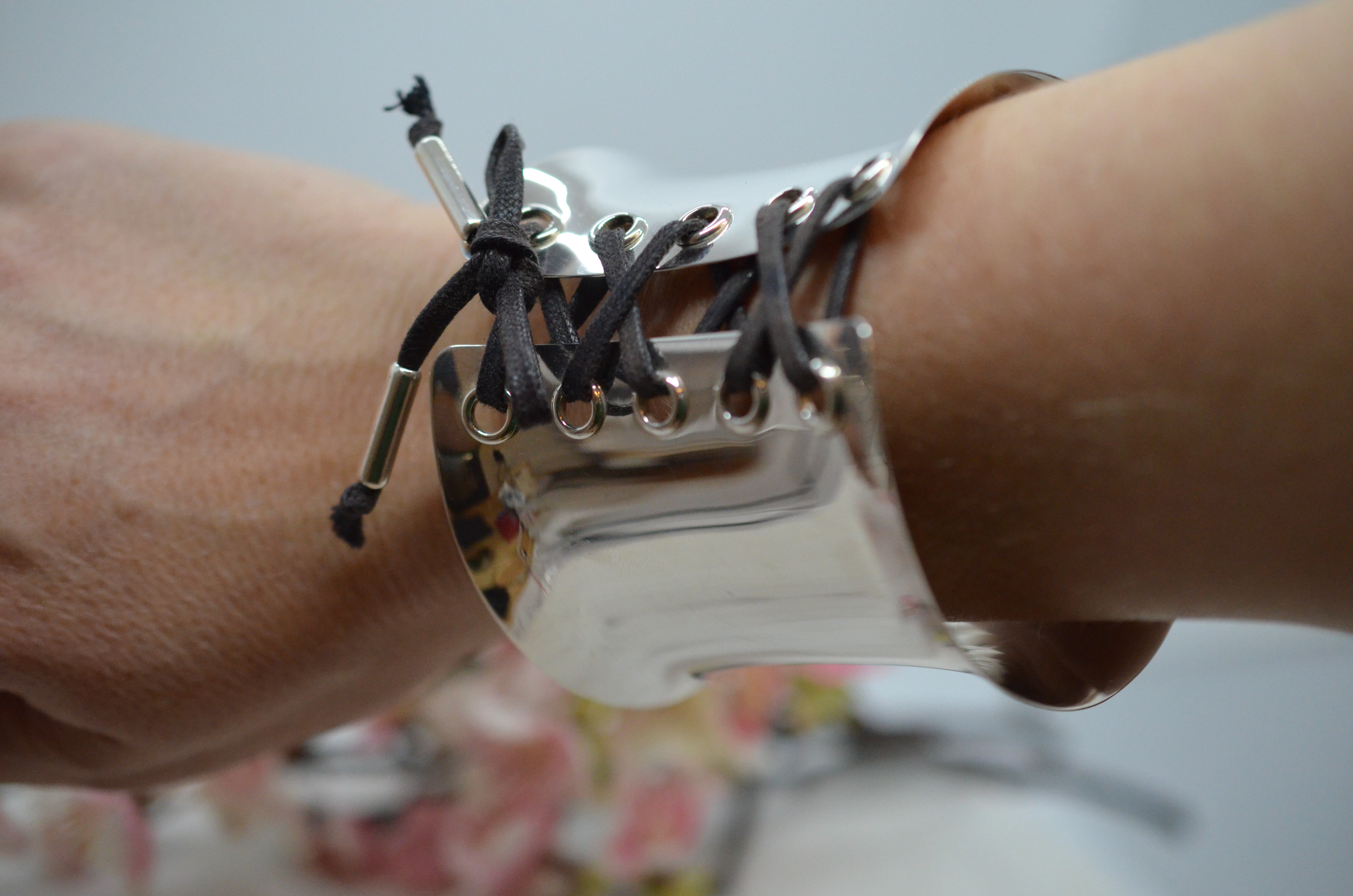 Second Hand Georg Jensen "Lace Up Cuff" silver bangle - 6