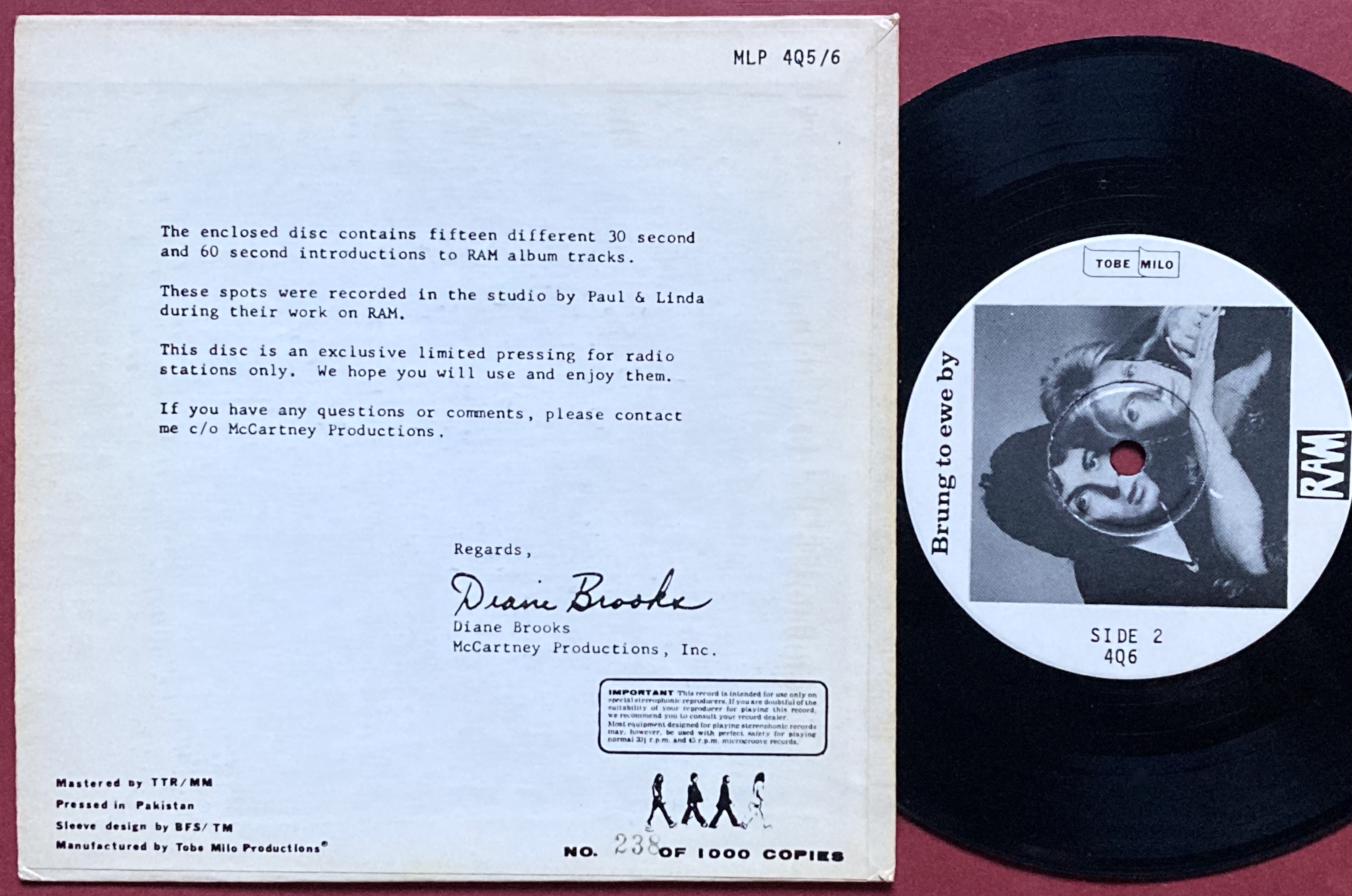 PAUL McCARTNEY – Brung To Ewe By EP USA 1977 - 2