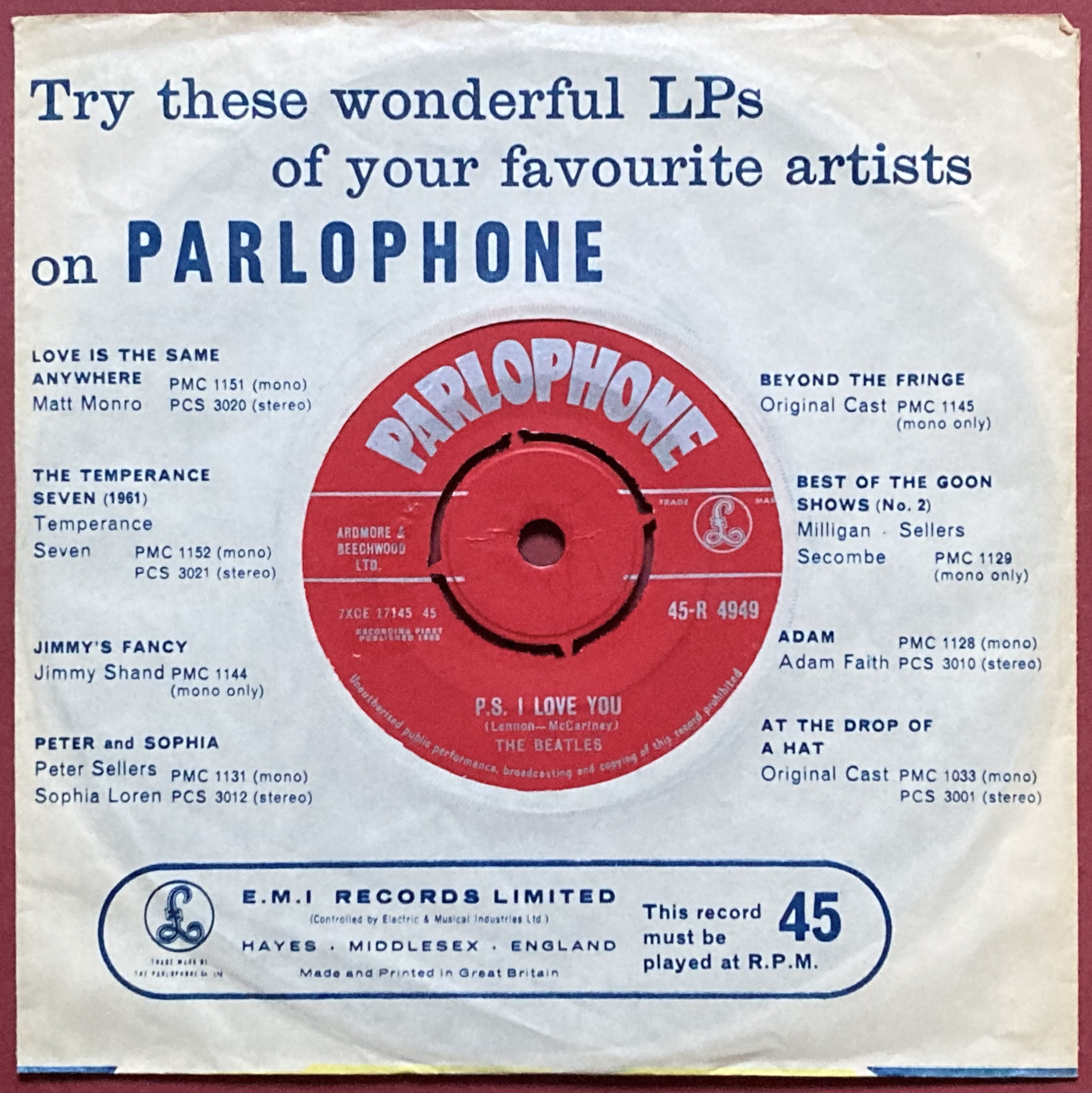 BEATLES - Love me do 7" UK-orig Red label 1962 - 2