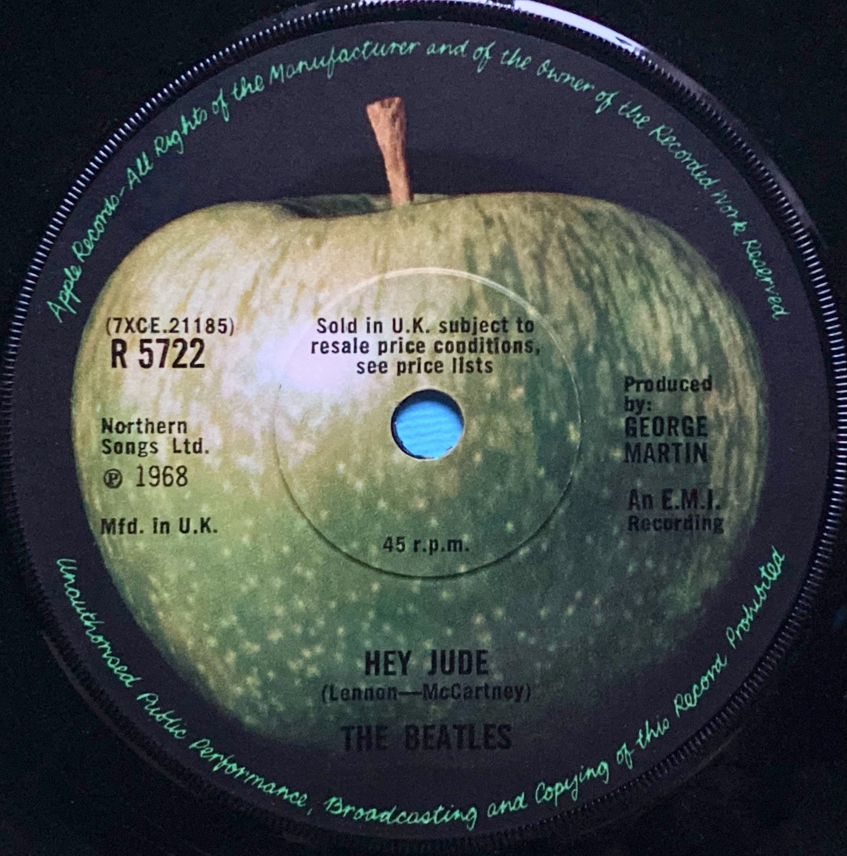 BEATLES - Hey Jude UK-orig Solid center APPLE 1968 - 3