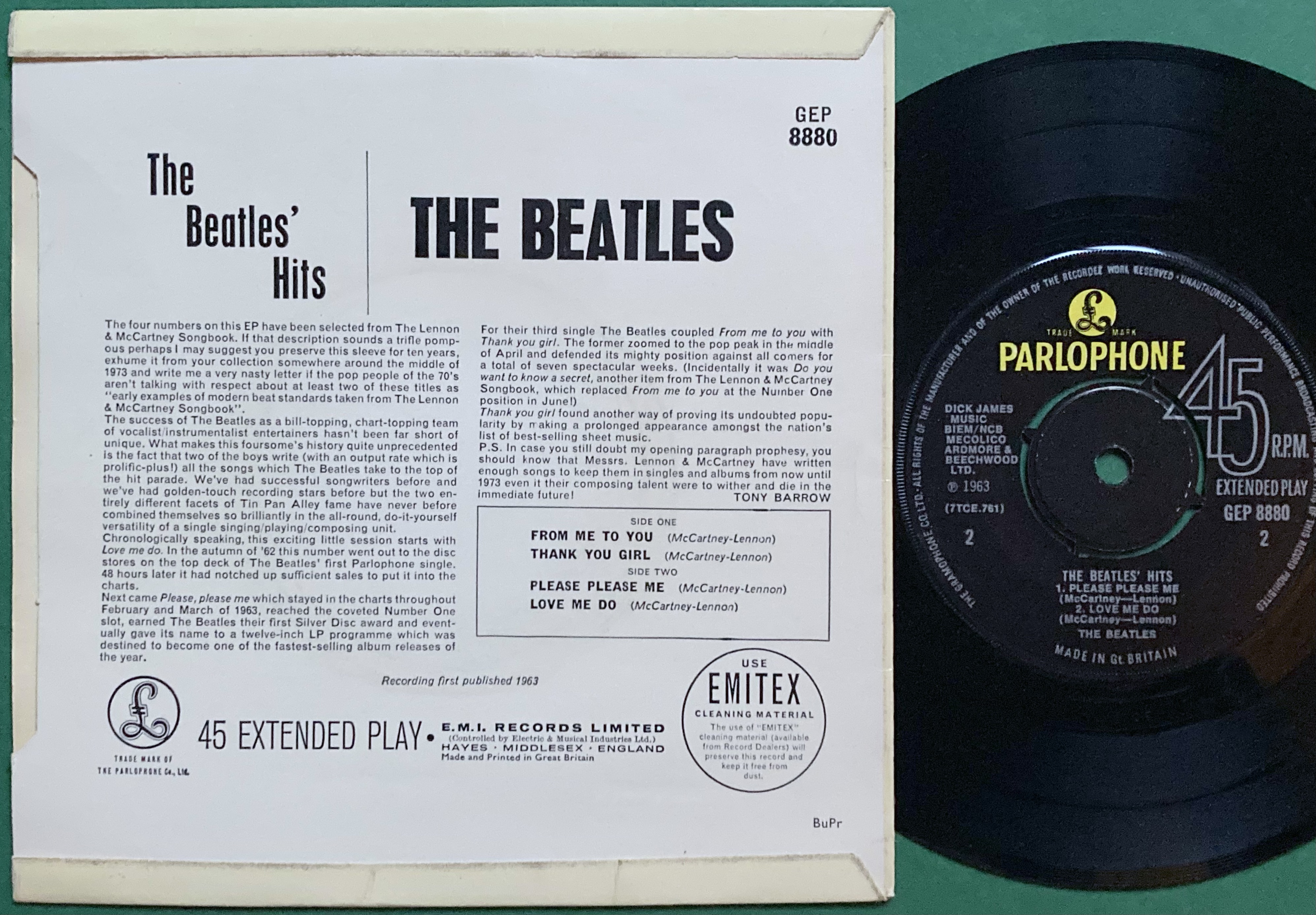 BEATLES - "Hits" UK-orig BuPr EP 1963 - 2