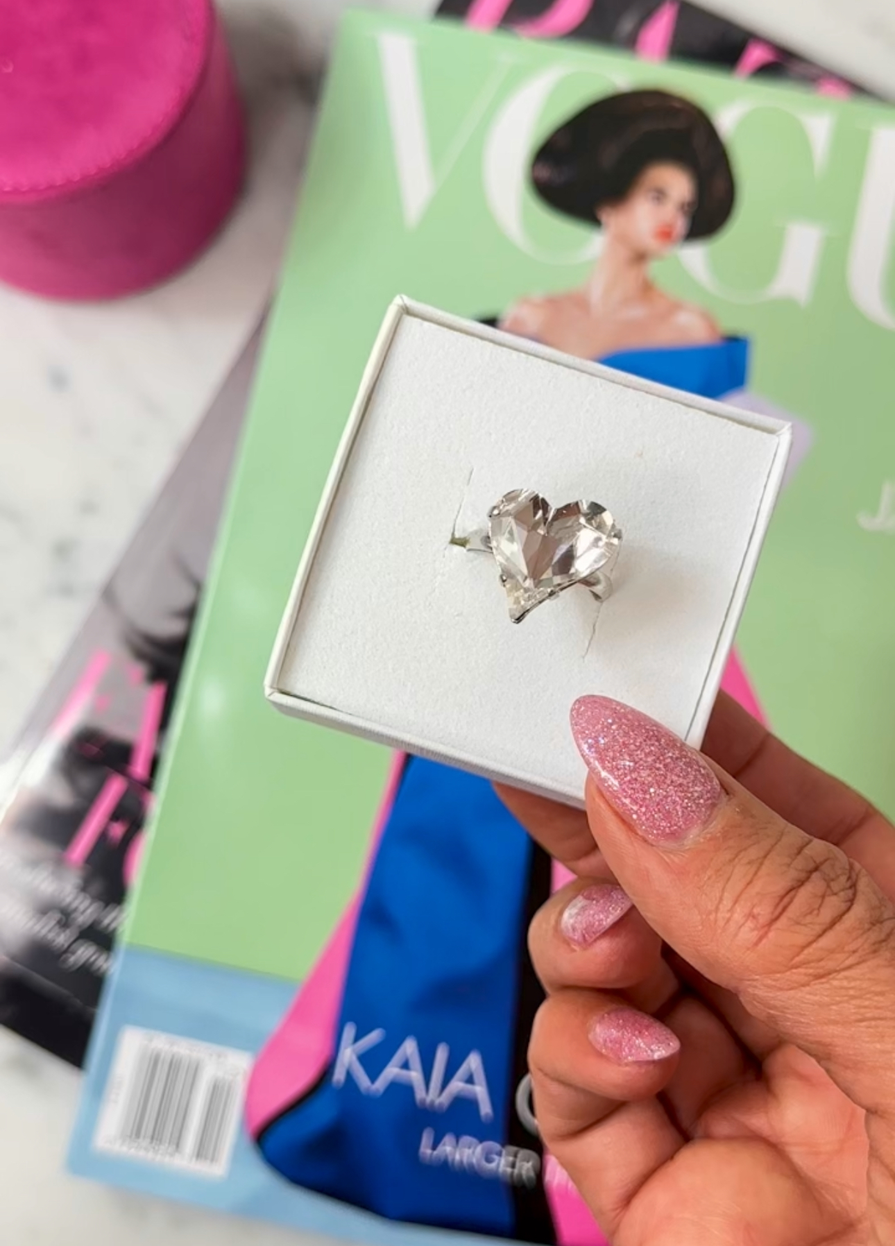 Ring Sweet Heart Clear Crystal Silver