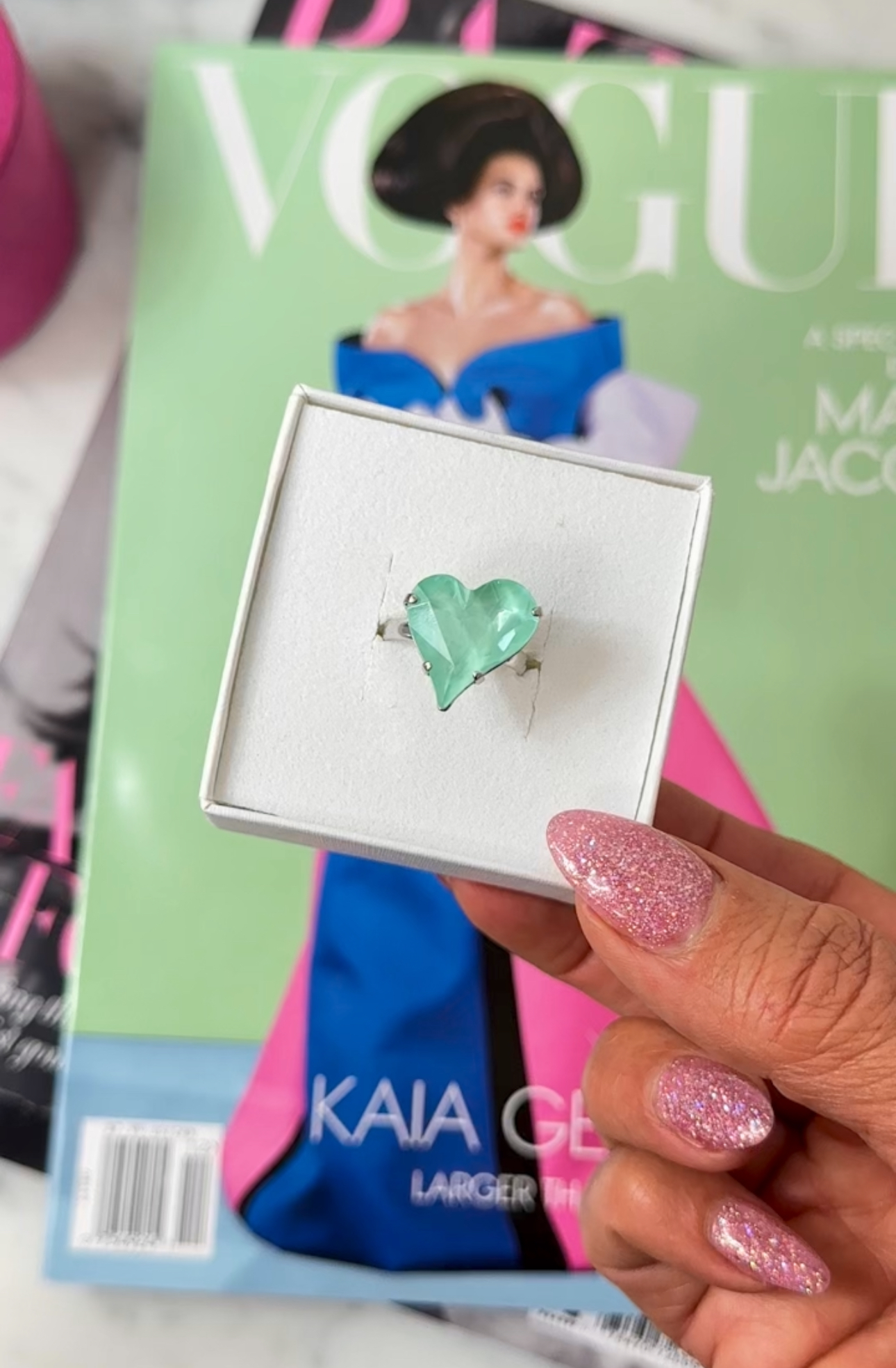Ring Sweet Heart Soft Mint Silver