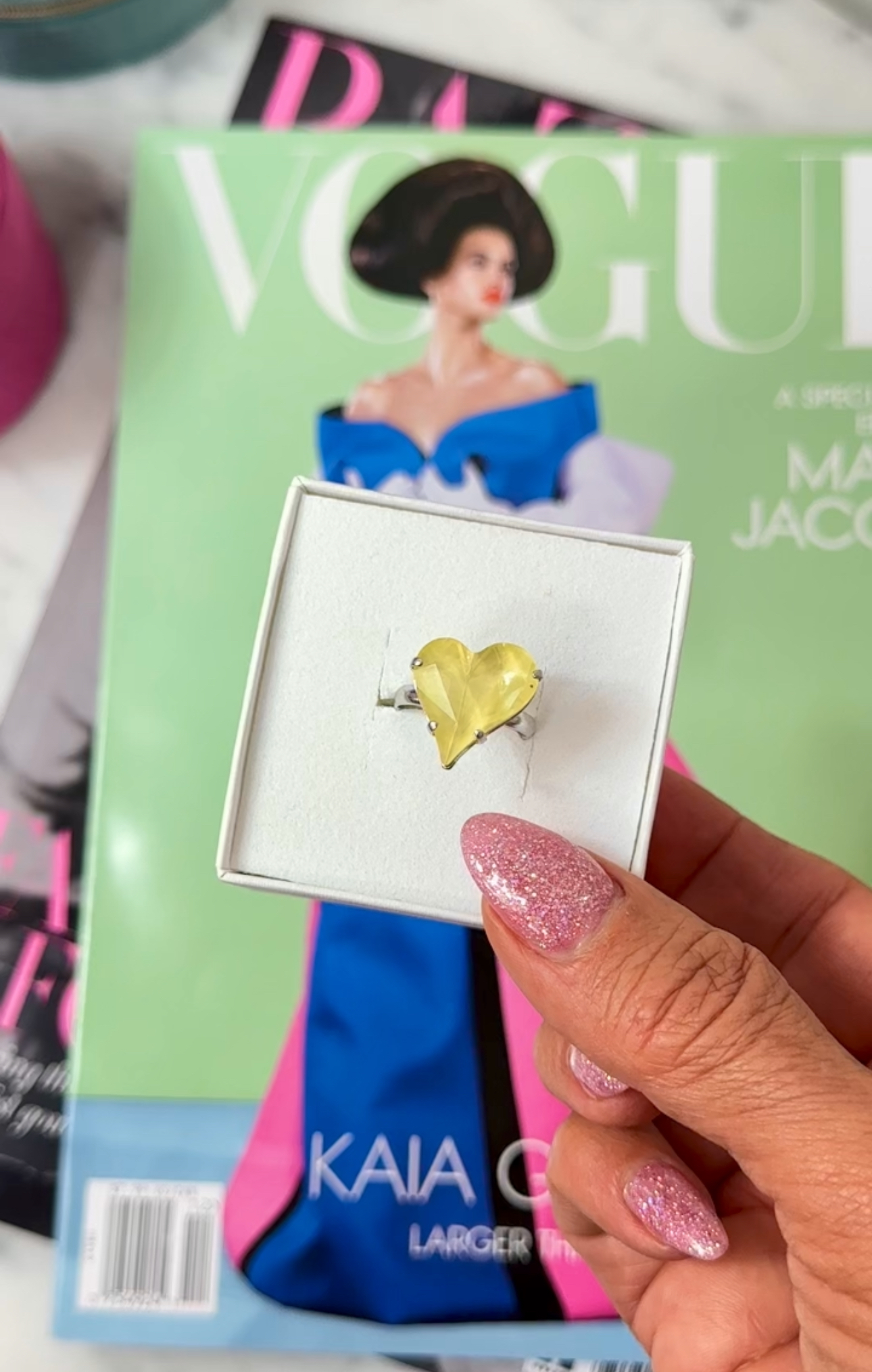 Ring Sweet Heart Soft Yellow Silver
