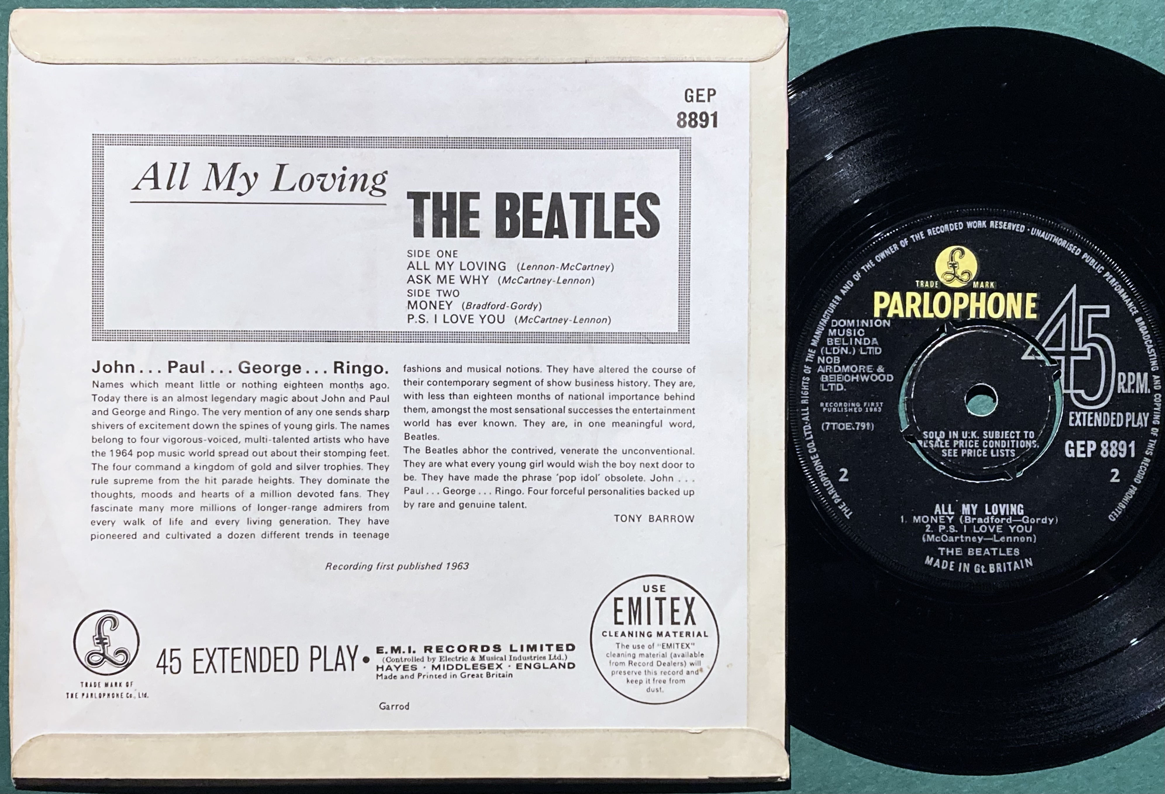 BEATLES - All my loving UK-orig EP 1963 - 2