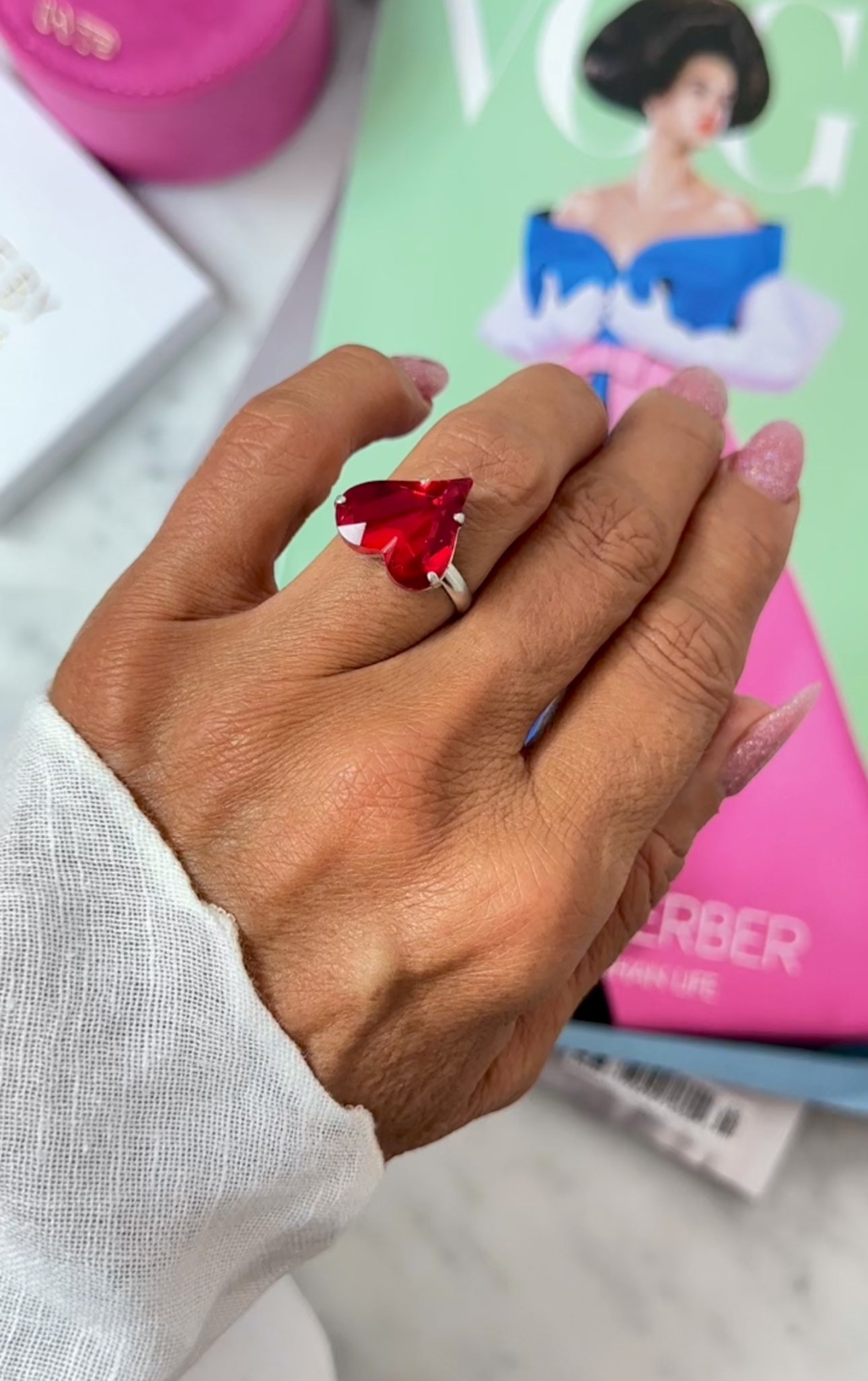 Ring Sweet Heart Red Silver - 2