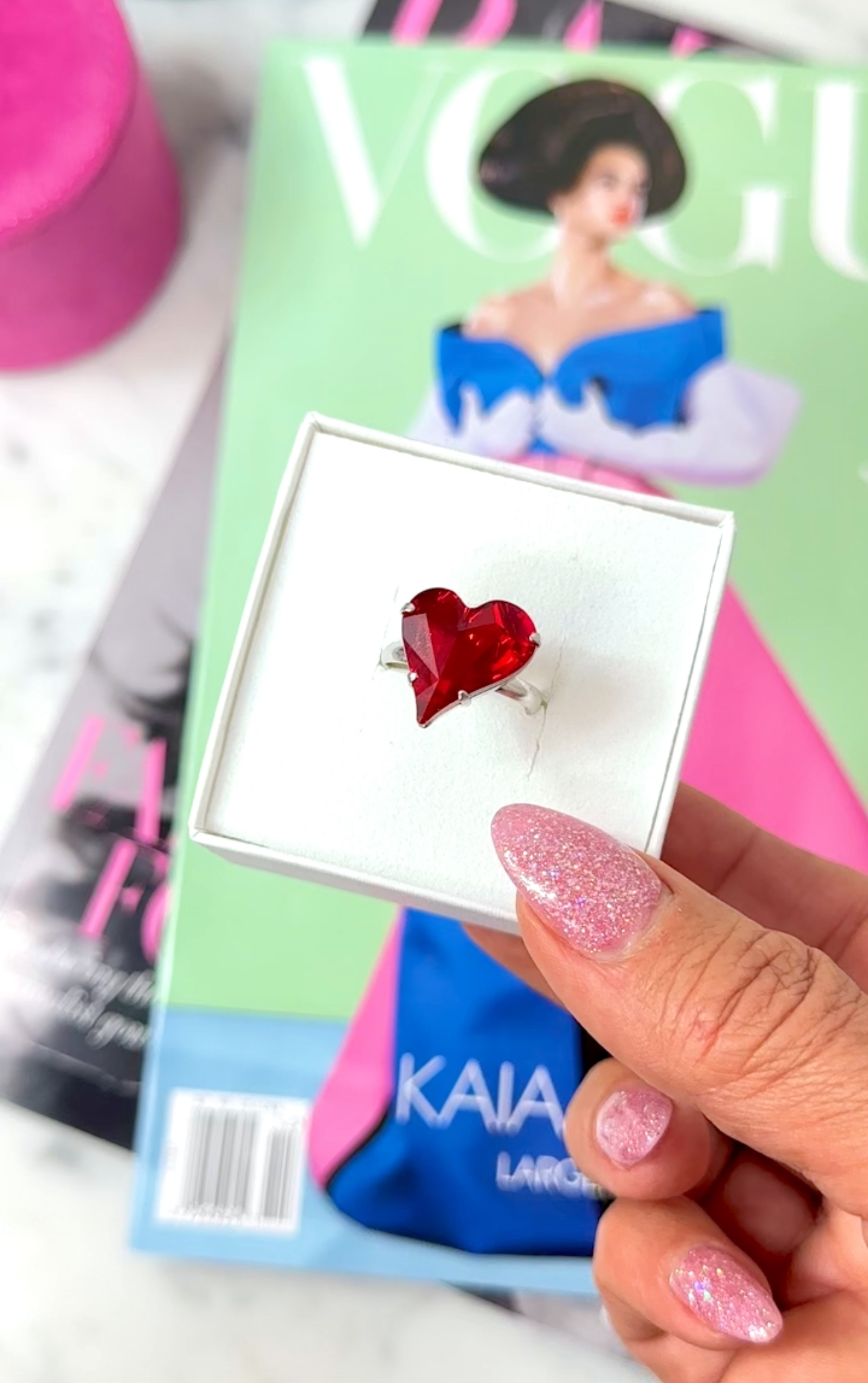 Ring Sweet Heart Red Silver
