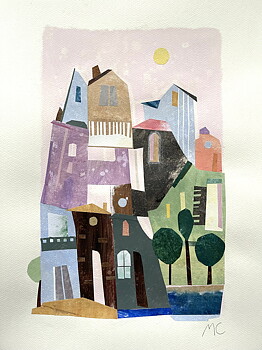 Collage "Mallorca" av Maria C Bernhardsson. Orginal utan ram.