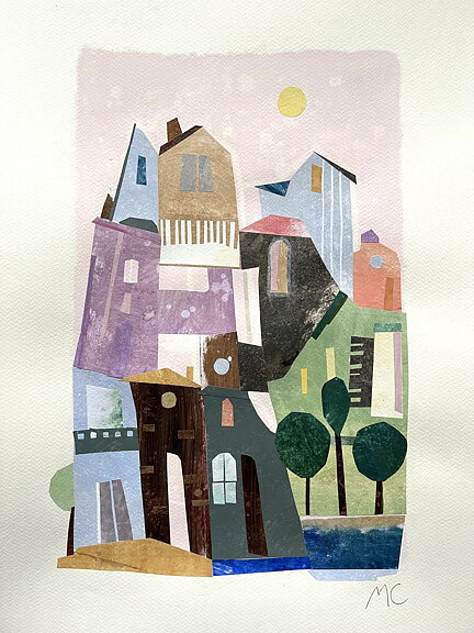 Collage "Mallorca" av Maria C Bernhardsson. Orginal utan ram.
