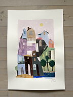 Collage "Mallorca" av Maria C Bernhardsson. Orginal utan ram.