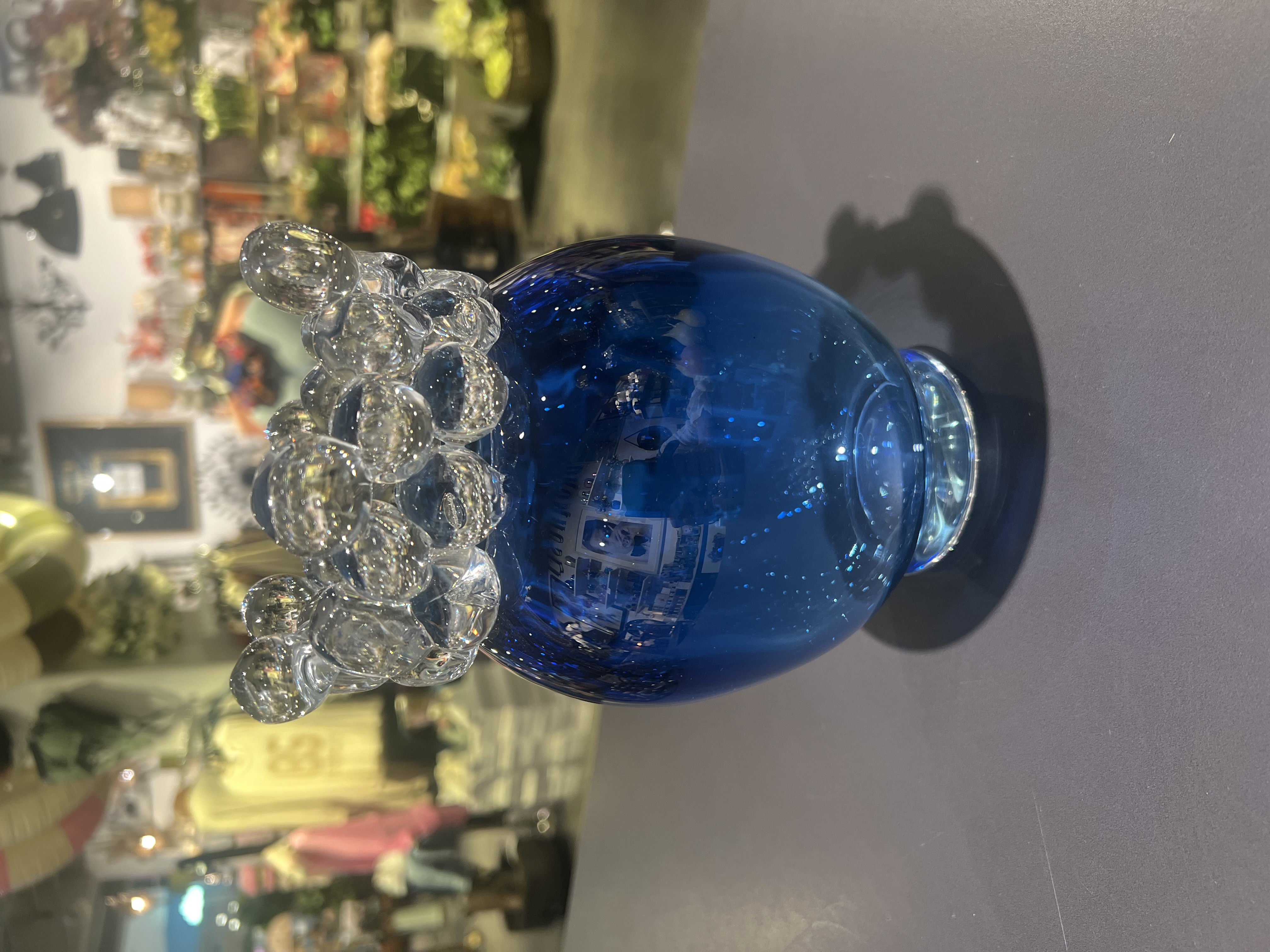 Handblåst  glasvas  / Crown -Blå /  Åsa Gårdebäck 