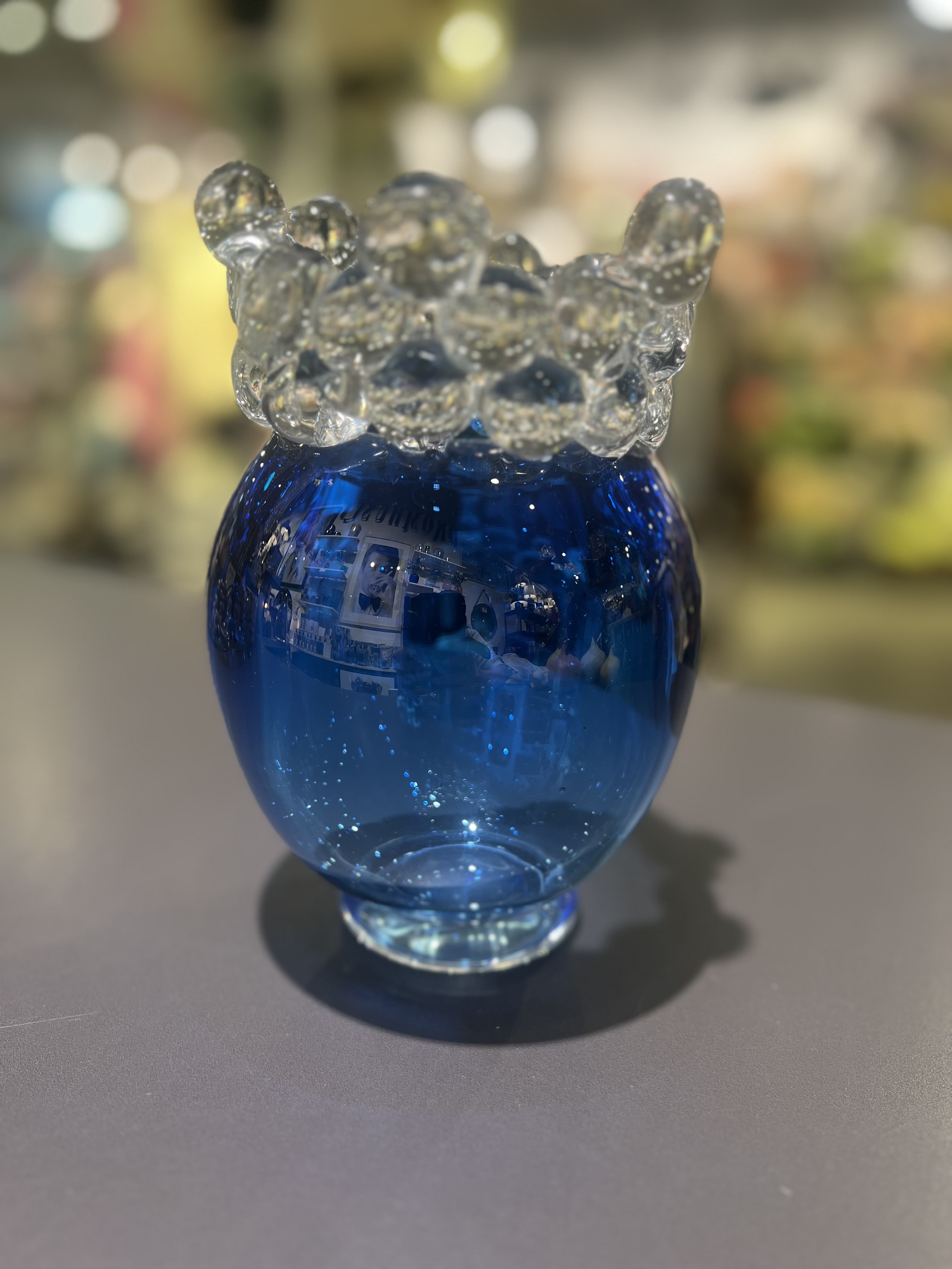 Handblåst  glasvas  / Crown -Blå /  Åsa Gårdebäck 