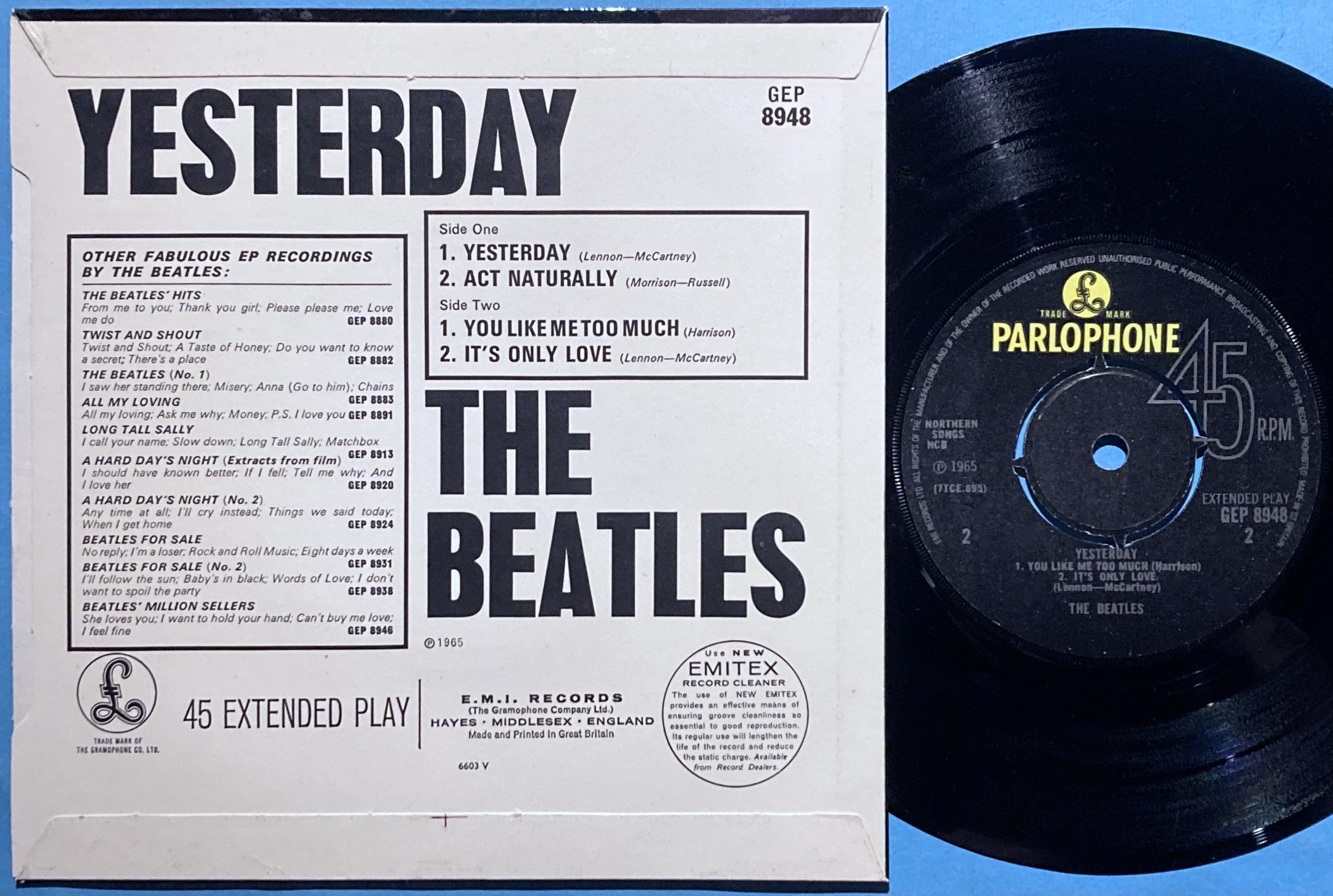 BEATLES - Yesterday UK EP 1966 - 2
