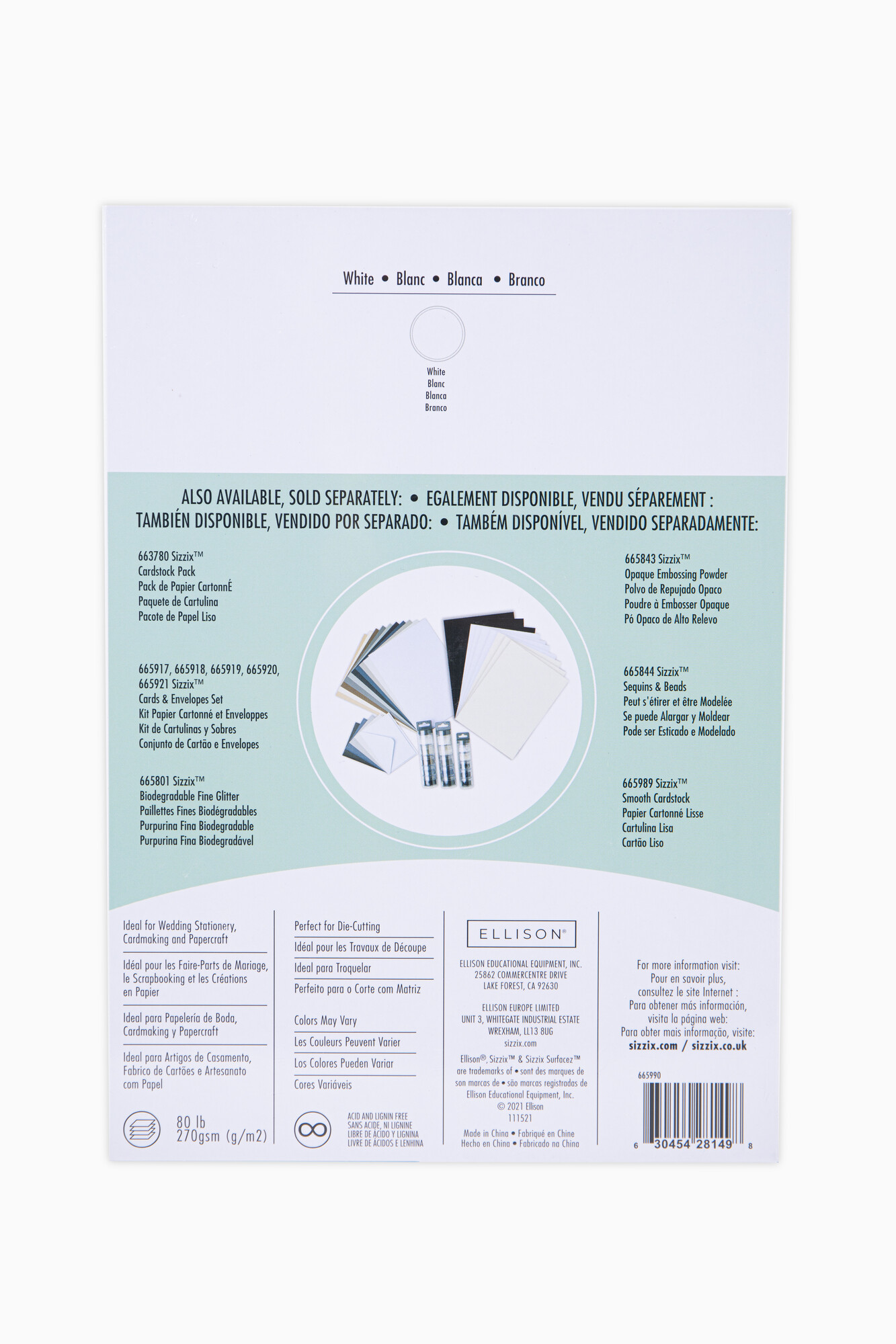 SIZZIX Smooth Cardstock A4 White (60pcs)   - 2