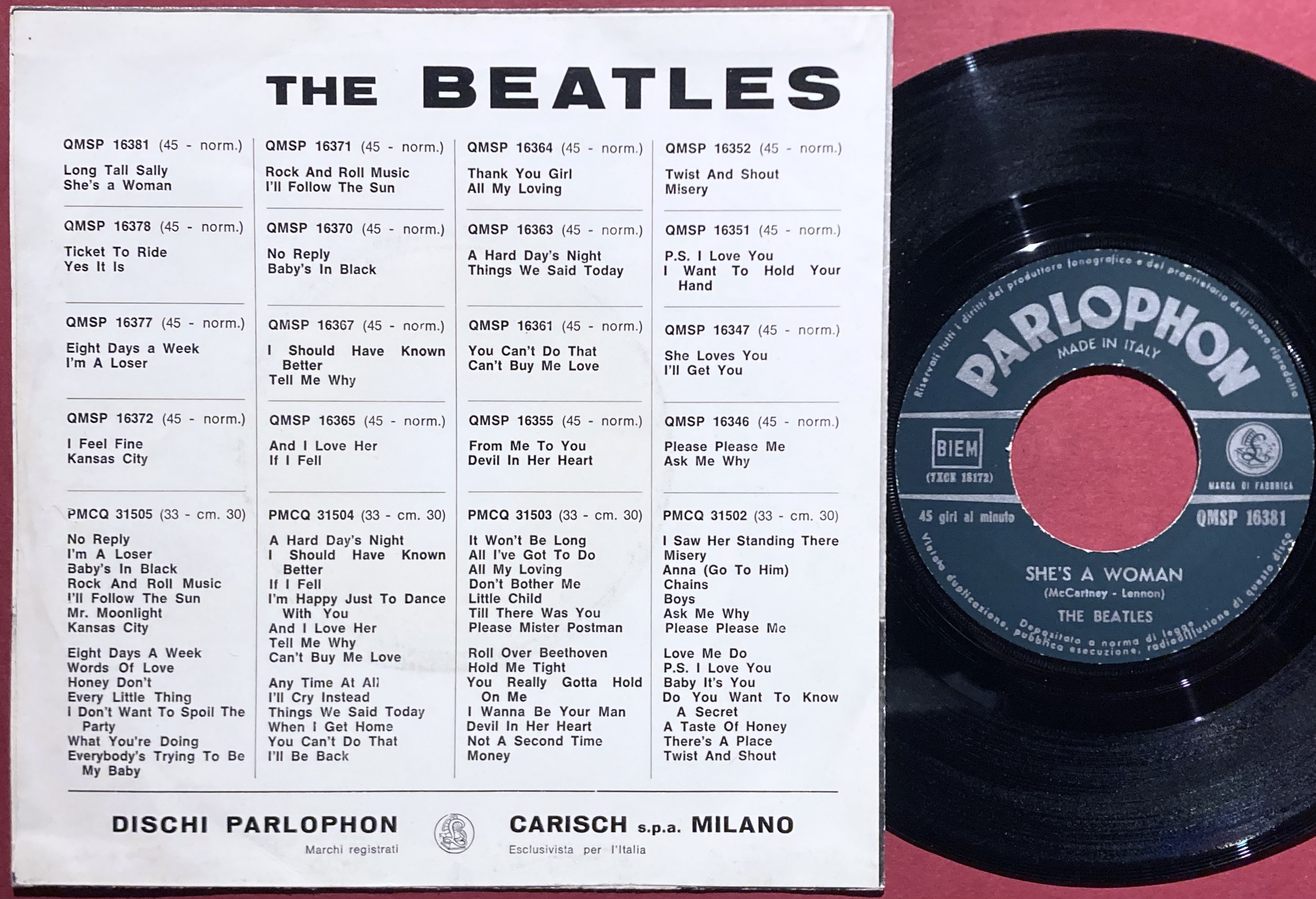 BEATLES - Long tall Sally 7" Italien PS 1965 - 2