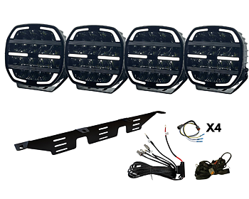 4-Pack - V-SIGHT Tron 9ˮ Dual position LED-Extraljuspaket med regskyltshållare och kablage