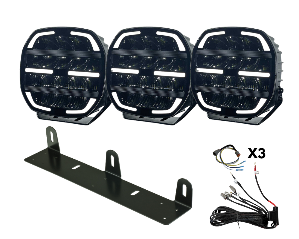 3-Pack V-Sight TRON 9" LED-Extraljuspaket med regskyltshållare och kablage