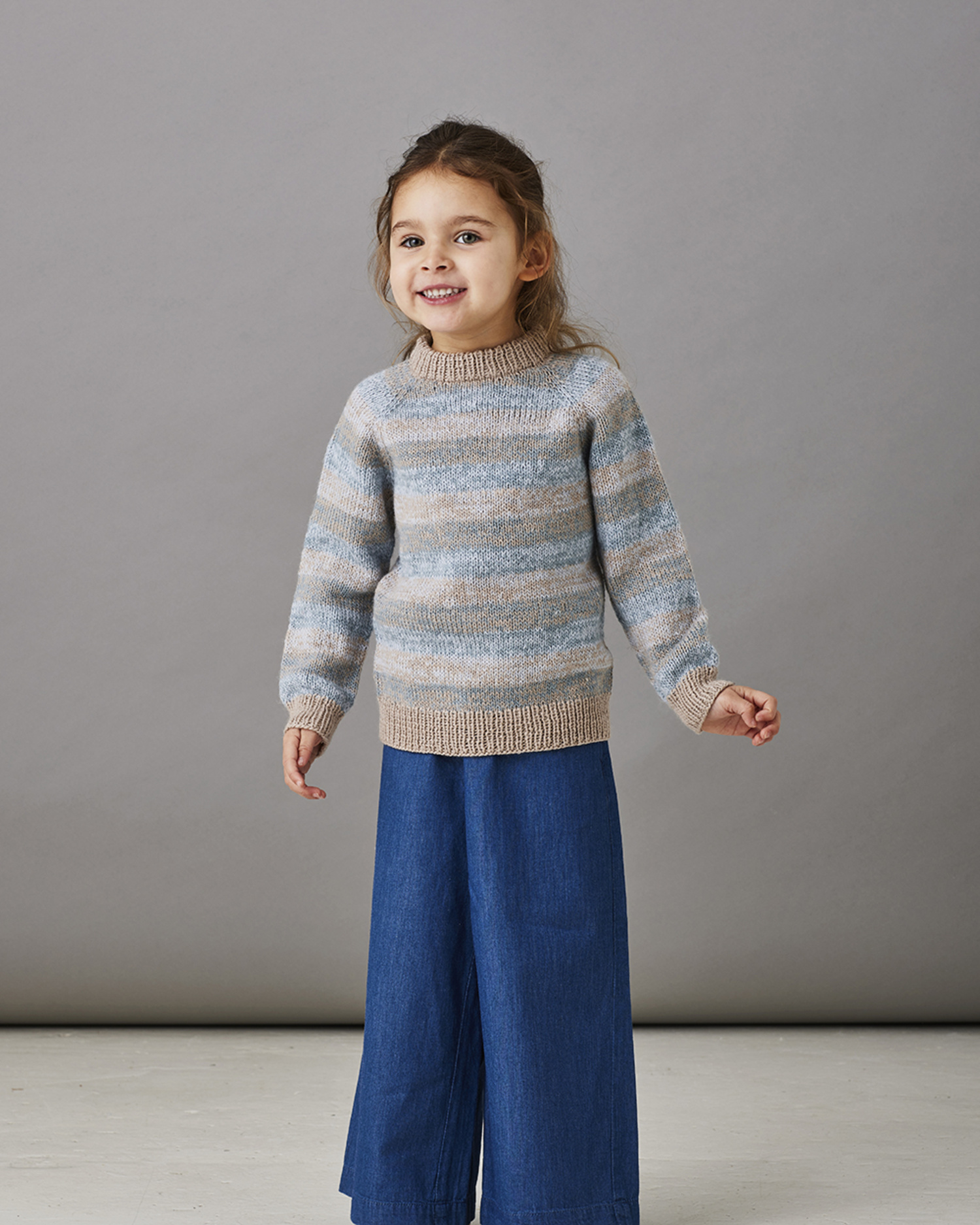 Children's sweater with melange stripes | Soft Organic Wool & Nettles