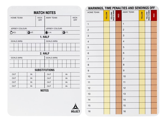 Select Referee Game Cards