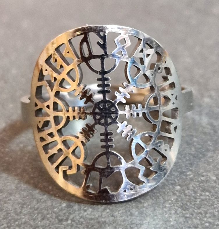 Aegishjalmur / Skräckhjälmen, Ring i Rostfritt Stål  - 2
