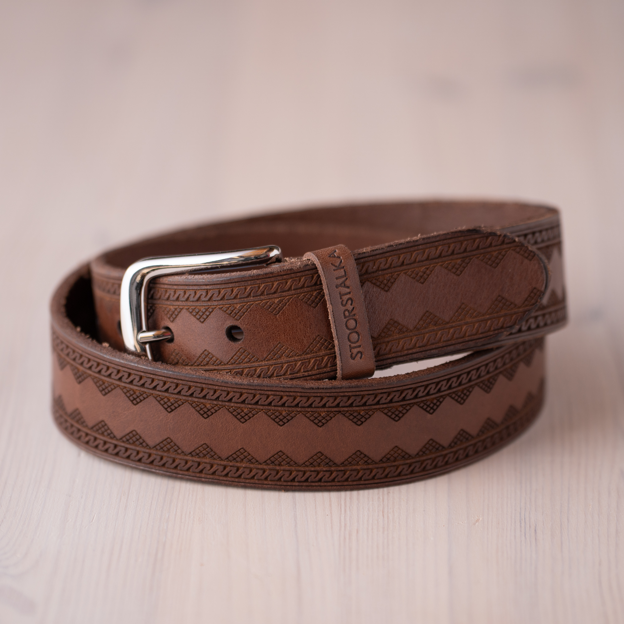 Leather belt Vuogas dark brown