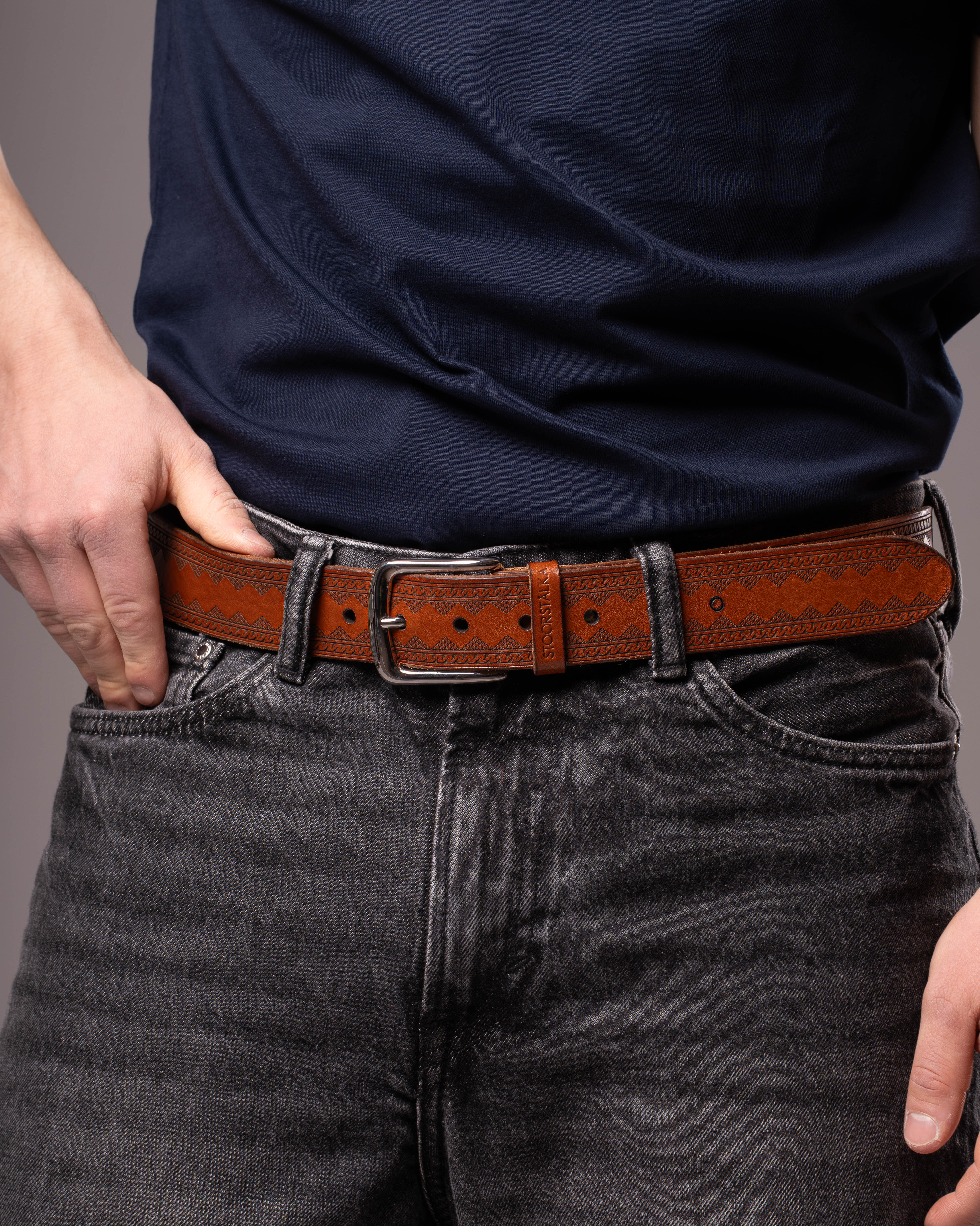 Leather belt Vuogas light brown - 5