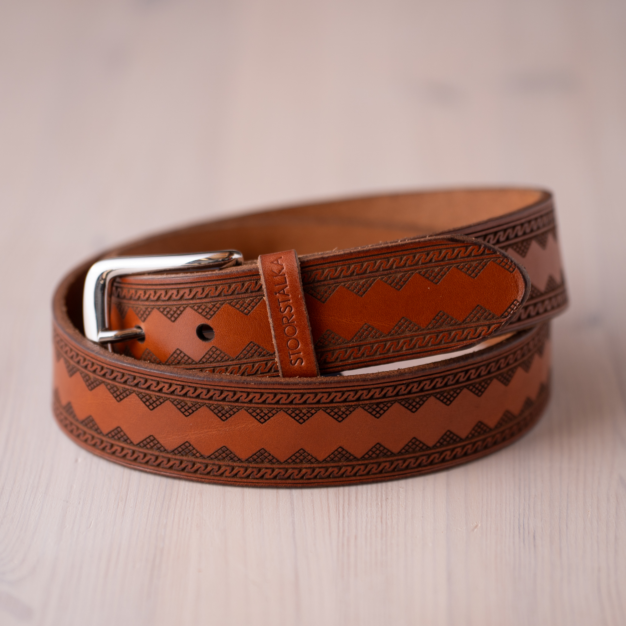 Leather belt Vuogas light brown
