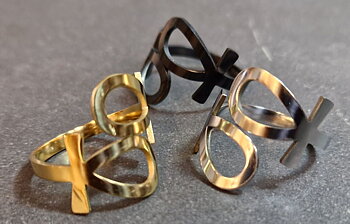 Egyptisk Ankh Kors Ring  i Rostfritt Stål 