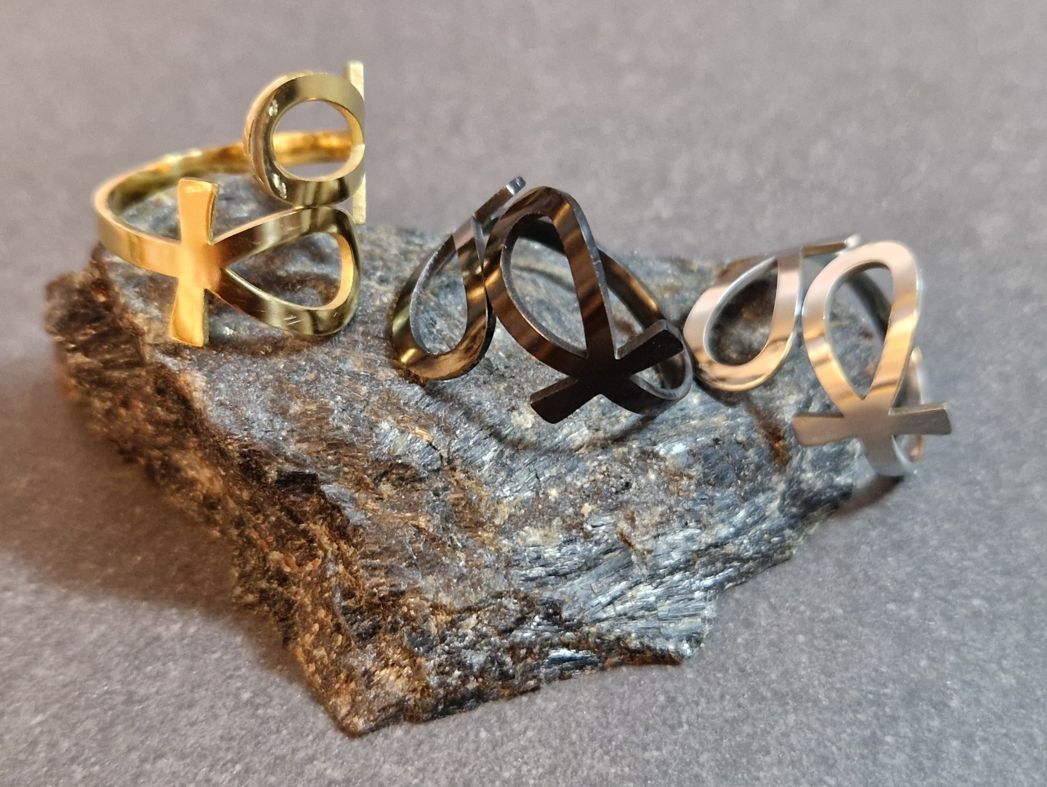 Egyptisk Ankh Kors Ring  i Rostfritt Stål 