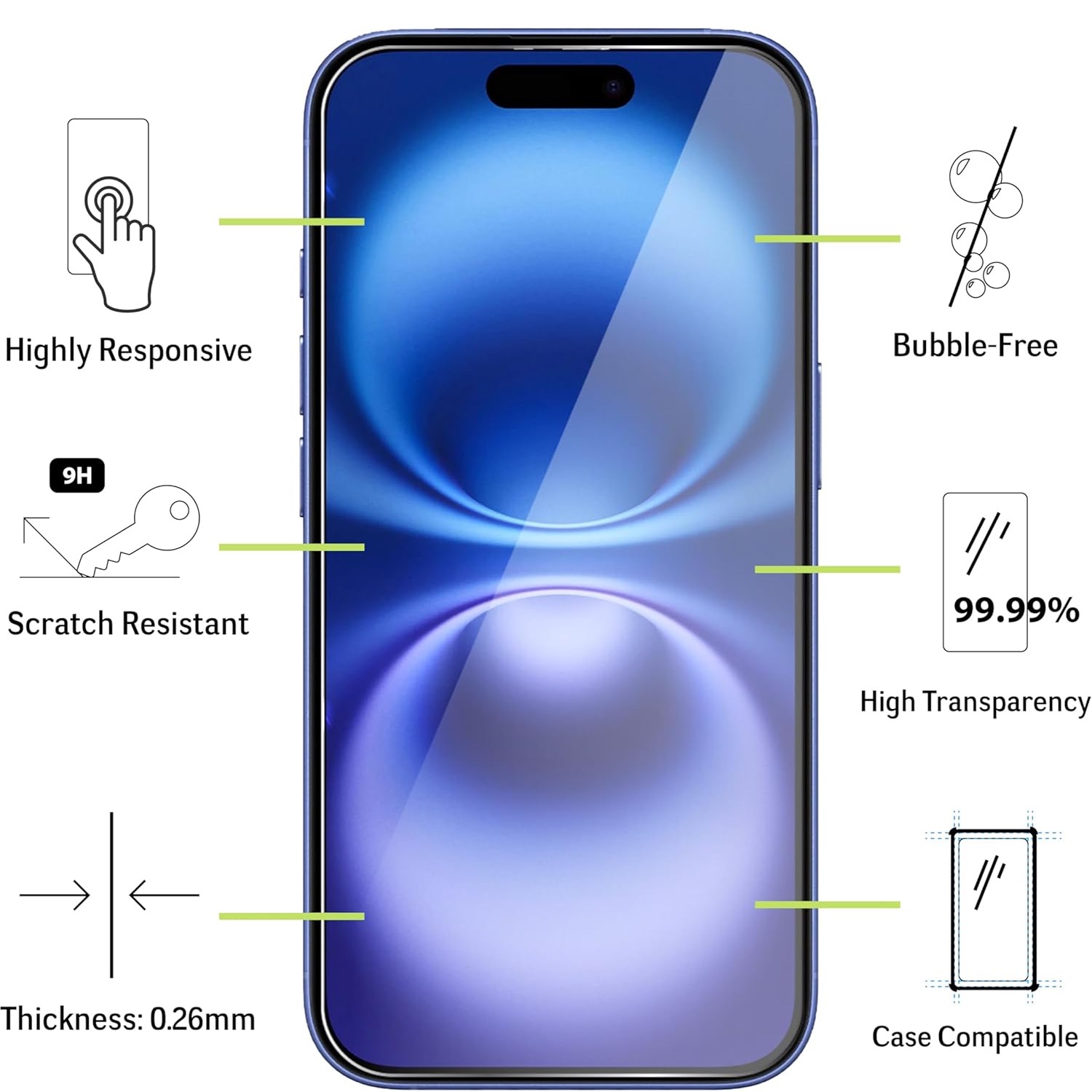 3-Pack iPhone 16 Skärmskydd Härdat Glas Premium - 7