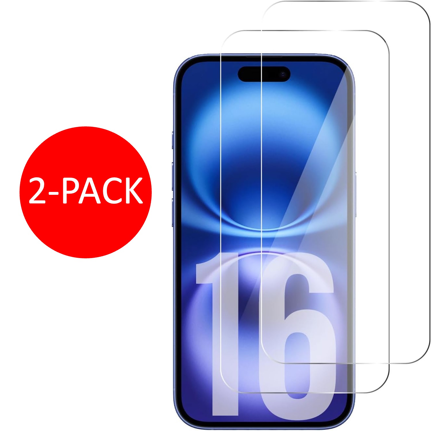 2-Pack iPhone 16 Skärmskydd Härdat Glas Premium