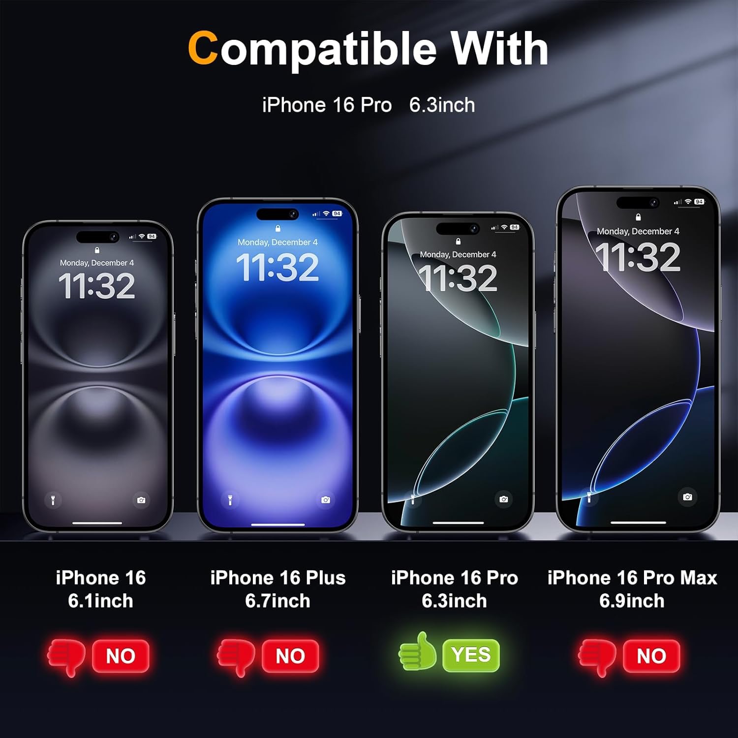 2-Pack iPhone 16 Pro Skärmskydd Härdat Glas Premium - 3