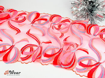 Stretch mesh lace with colorful bows - 23 cm