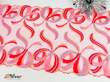 Stretch mesh lace with colorful bows - 23 cm