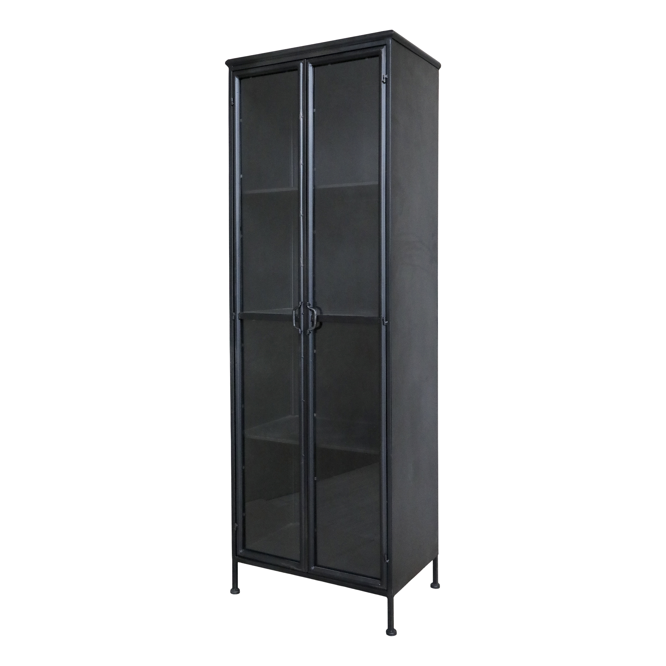 Display cabinet with 2 doors and shelves - Cabinet - H184/L63.5/W41.5 cm - Antique Black - 2