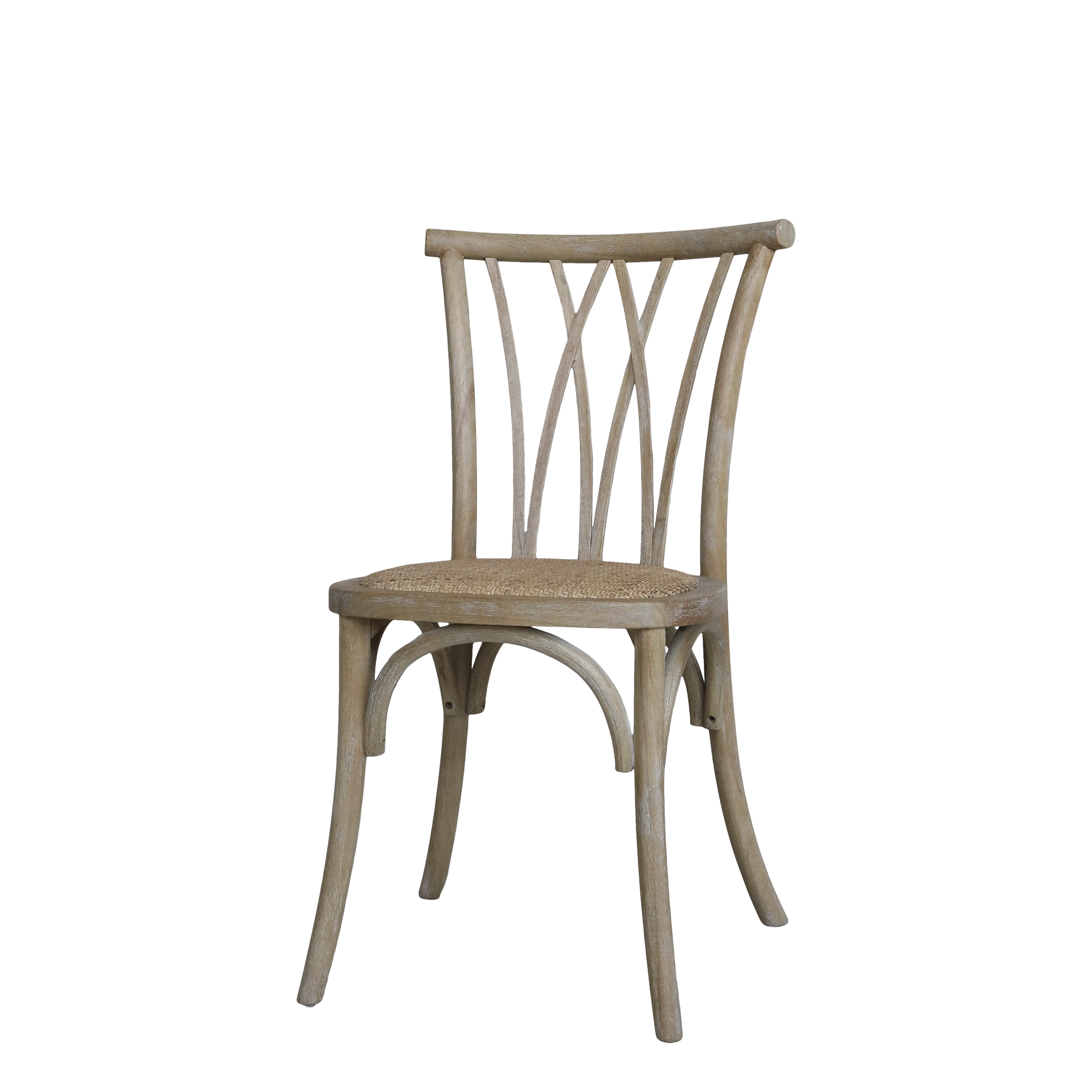 French dining chair with woven seat - H89.5/L50.5/W53 cm - Natural - 2 pcs - 2