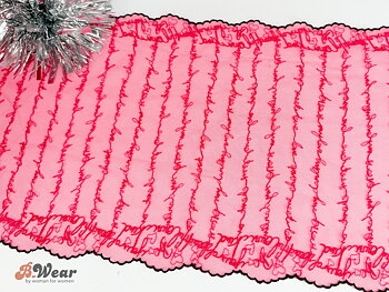 Beautiful non-stretch tulle lace in fuchsia with black edges - 23 cm