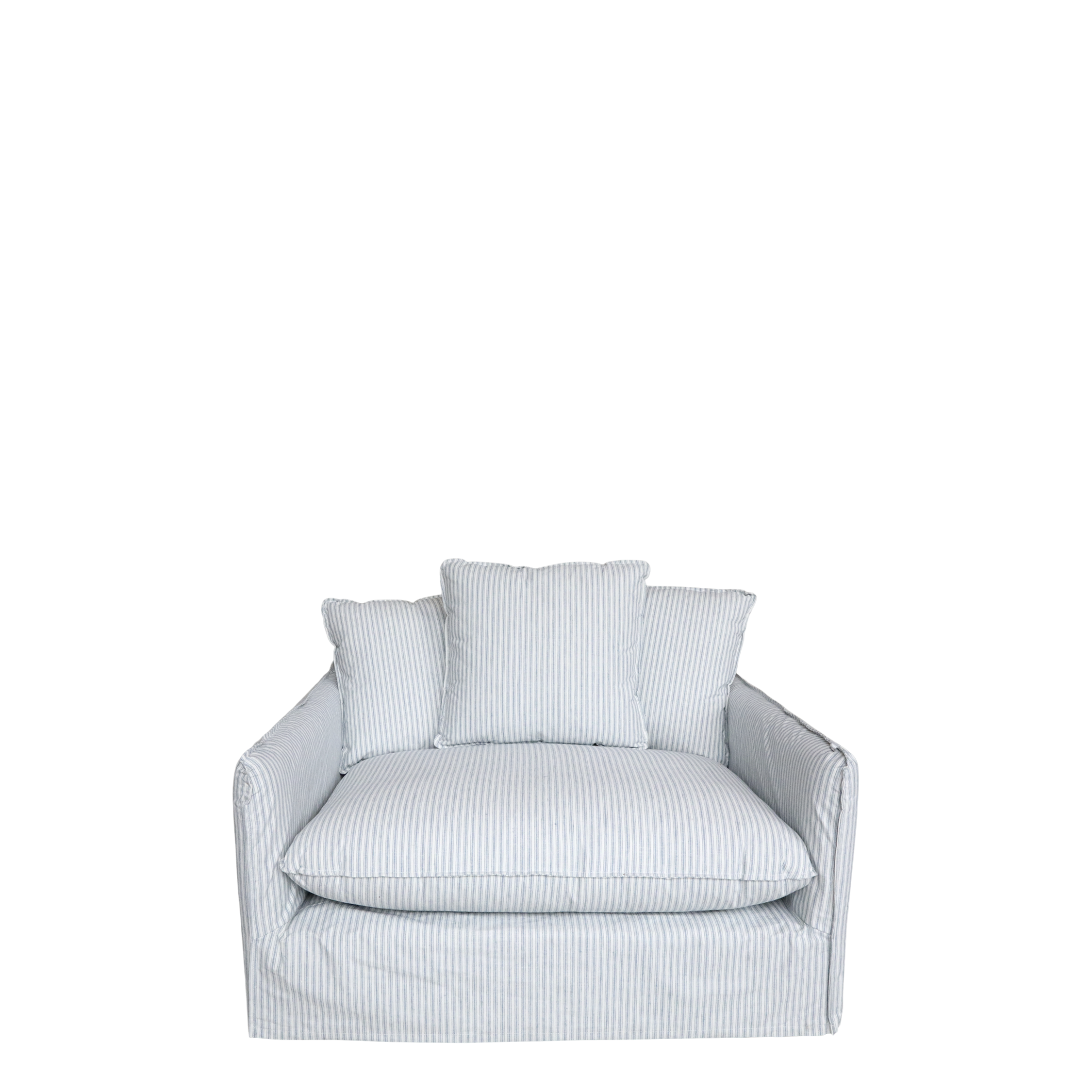 Malo fåtölj i linne med 3 kuddar - Fåtölj - H75/L110/B95 cm - Himmelsblå och Creme - 2