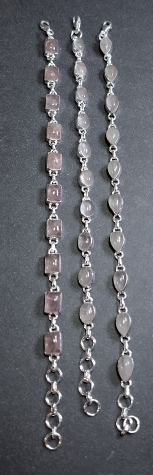 Silverarmband med Cabochoner i Rosenkvarts - 3