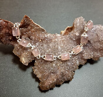 Silverarmband med Cabochoner i Rosenkvarts