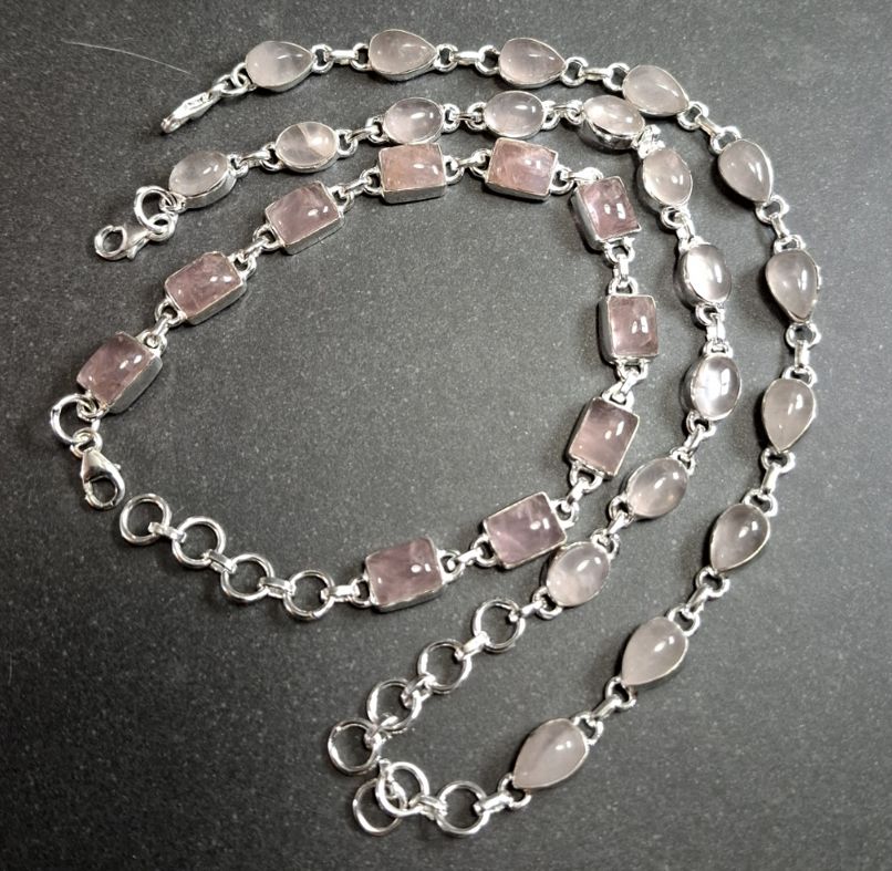 Silverarmband med Cabochoner i Rosenkvarts - 4