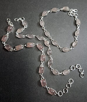 Silverarmband med Cabochoner i Rosenkvarts