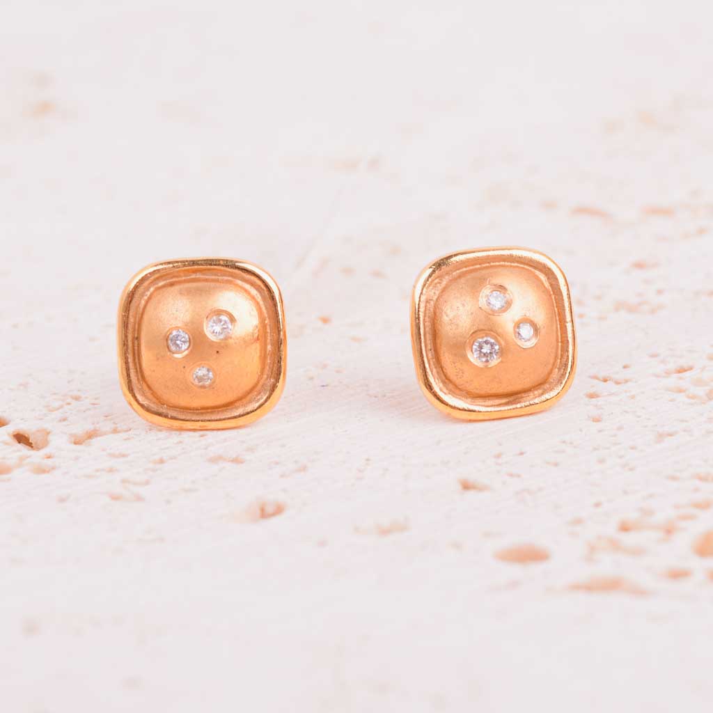 Gold earrings with diamonds 0,07ct, Vintage - 2