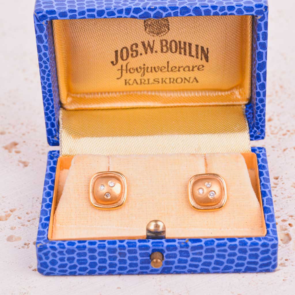 Gold earrings with diamonds 0,07ct, Vintage