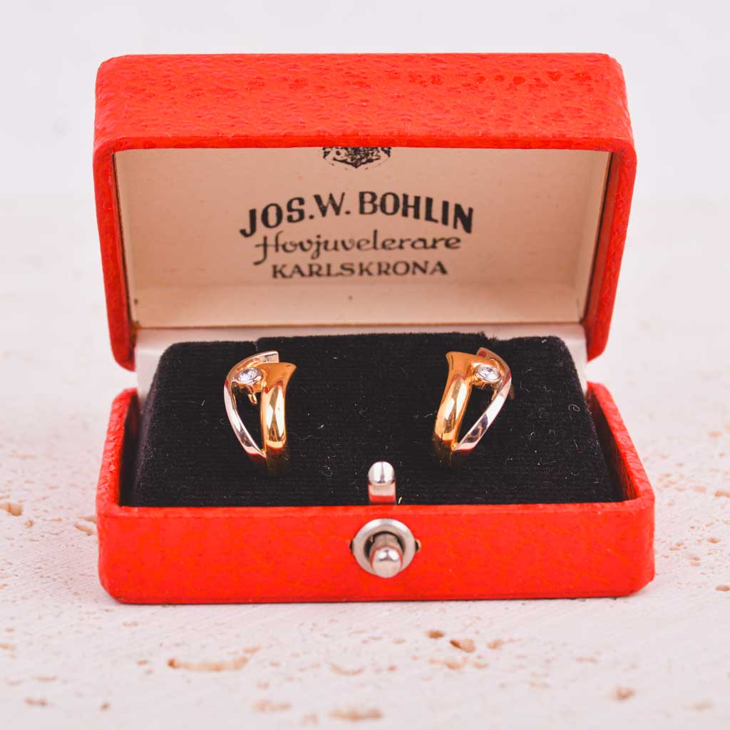 Gold earrings with diamonds 0,10ct, Vintage - 3