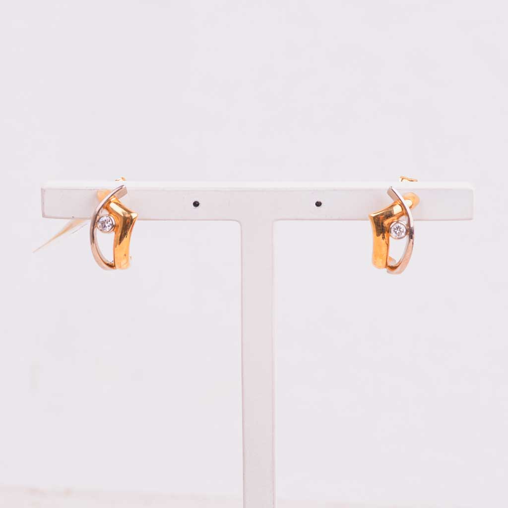 Gold earrings with diamonds 0,10ct, Vintage - 2