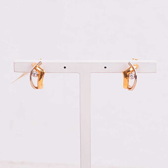 Gold earrings with diamonds 0,10ct, Vintage
