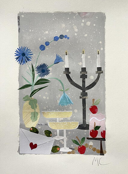 Collage "Valentines night" av Maria C Bernhardsson. Orginal utan ram.