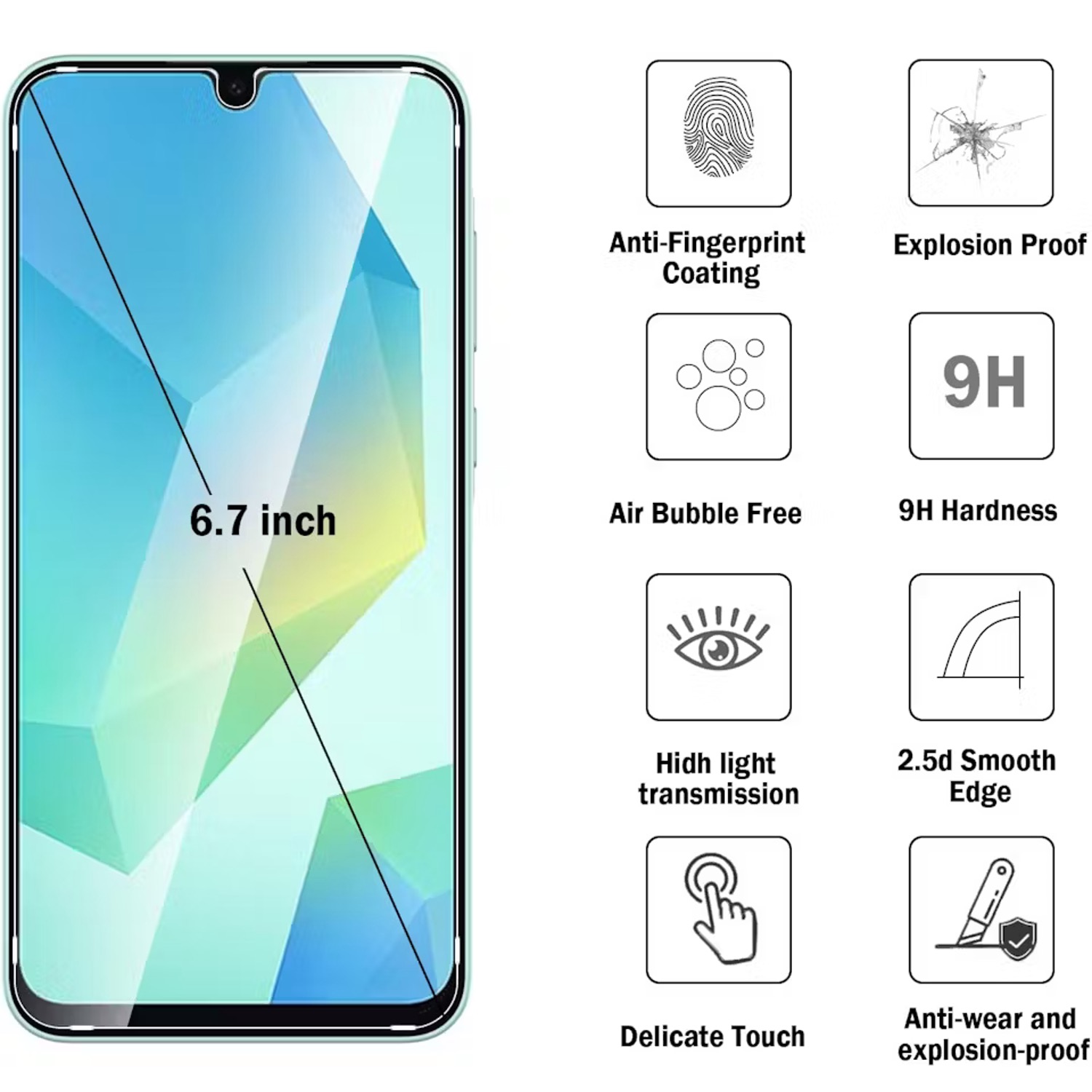 2-Pack Samsung Galaxy A16 Skärmskydd Härdat Glas Premium - 3