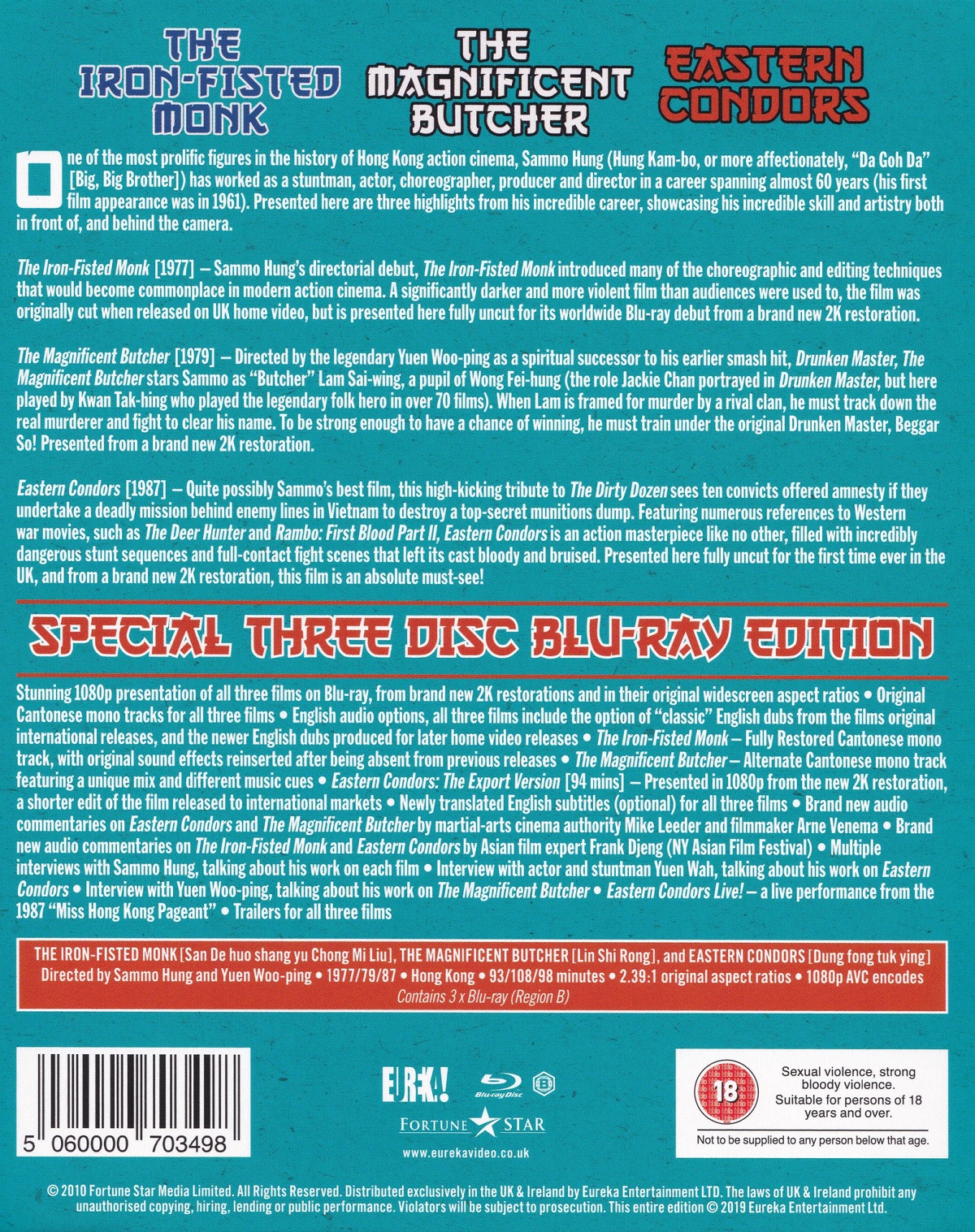 Three Films with Sammo Hung: The Iron-Fisted Monk / The Magnificent Butcher / Eastern Condors (ej svensk text) (Blu-ray) - 2